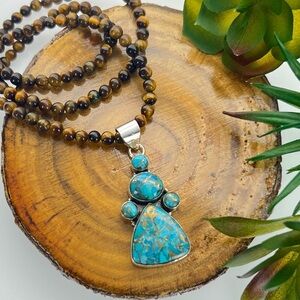 Turquoise and Brown Beaded Necklace